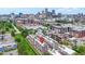 Aerial view of townhomes in an urban setting, with a red pin marking the location at 751 Switchyard Pl, Indianapolis, IN 46202