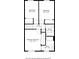 Second story layout highlighting three bedrooms, two bathrooms, and a hallway connecting the spaces at 8015 Ridgegate East Dr, Indianapolis, IN 46268