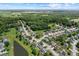 A wide aerial view of a neighborhood showcases serene ponds and ample green spaces at 11026 Clearspring Way, Indianapolis, IN 46239
