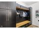 Well-organized mudroom with custom cabinets, bench seating, and ample storage at 1345 Lewiston Dr, Westfield, IN 46074