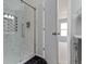 Beautifully tiled walk-in shower featuring sleek fixtures and a glass enclosure at 14255 Holly Berry Cir, Fishers, IN 46038