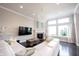 Bright living room with fireplace, large windows, and white sectional sofa perfect for relaxing at 14982 Dawnhaven Dr, Westfield, IN 46074
