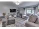Comfortable living room features plush gray seating, a large window, and modern decor at 1504 Mcclure Rd, Columbus, IN 47201