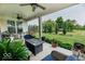 Spacious, covered patio with comfortable seating and a serene view of the lush backyard at 15879 Viking Commander Way, Westfield, IN 46074