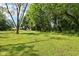Picturesque backyard with lush green grass and mature trees, showcasing the expansive outdoor space and serene setting at 2928 Mounds Rd, Anderson, IN 46016