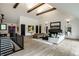 Spacious living room with vaulted ceilings, wood beams, and an open floor plan at 3549 W 131St St, Carmel, IN 46032
