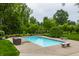 Inviting in-ground swimming pool with stone patio and lush greenery, perfect for summer fun at 3549 W 131St St, Carmel, IN 46032