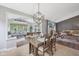 Open concept view to living and dining room space, great for entertaining at 3571 S Cedar Creek Ln, New Palestine, IN 46163