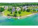 Stunning aerial view of waterfront homes with private docks and lush green landscaping at 4810 Crystal River Ct, Indianapolis, IN 46240