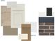 Interior finish options featuring color palette, cabinet style and flooring samples at 6770 W Buck Stone Dr, McCordsville, IN 46055