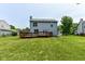 Back of house featuring a large deck, lawn, and view of the two-story structure at 7168 Camwell Dr, Indianapolis, IN 46268