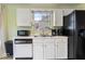 Traditional kitchen sink area with black refrigerator and microwave oven at 7743 Waterwood Dr, Indianapolis, IN 46214