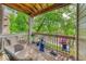 Relaxing balcony features wooden flooring and outdoor furniture with great nature views at 8720 Yardley Ct # 207, Indianapolis, IN 46268