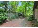 Charming brick patio surrounded by lush greenery and a wooden fence at 9101 Ditch Rd, Indianapolis, IN 46260
