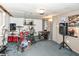 Basement featuring drum set, speakers, and amplifier at 9402 Thornwood Dr, Indianapolis, IN 46250