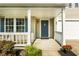 Inviting front porch with white columns, decorative railing, and a blue front door at 10216 Hatherley Way, Fishers, IN 46037