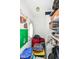 A well-organized closet provides ample storage space for luggage and personal belongings at 1031 W Morning Walk Dr, Greenfield, IN 46140
