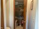 Linen closet provides ample storage space, shelves, and a laundry basket at 1165 Tewksbury Ct, Mooresville, IN 46158