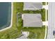 Beautiful backyard landscaping is showcased in this aerial view near the water in an established community at 16209 Natures Way, Westfield, IN 46074