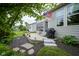 Inviting backyard with stone patio, manicured landscaping, and serene American flag view at 16209 Natures Way, Westfield, IN 46074