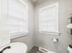 Compact bathroom with neutral tones, dual windows, and modern fixtures at 1910 W 10Th St, Anderson, IN 46016