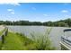 Serene view of the lake and vegetation with bright blue skies at 1927 E Derby Ct, Martinsville, IN 46151