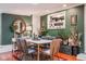 Stylish dining room featuring green walls, and an elegant table with seating for six at 3312 W 42Nd St, Indianapolis, IN 46228