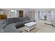 Finished basement featuring gray sectional, white table, and direct access to laundry at 4813 E 11Th St, Indianapolis, IN 46201