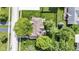 An aerial view shows the backyard and roof of a well-maintained home with a large tree-lined yard at 5037 Surrey Ln, Carmel, IN 46033