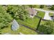 A manicured backyard features lush greenery, a privacy fence, and a patio area with exterior access at 5037 Surrey Ln, Carmel, IN 46033