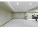 Large basement area with neutral walls, recessed lighting, and plush carpet flooring at 5037 Surrey Ln, Carmel, IN 46033