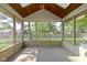 View of the screened porch overlooking the fenced backyard and mature trees, perfect for enjoying the outdoors at 5037 Surrey Ln, Carmel, IN 46033