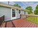 Cozy outdoor deck showcasing the home's exterior, railing and a view of the surrounding neighborhood at 624 10Th St, Chesterfield, IN 46017