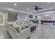 Finished basement with a large sectional sofa, entertainment area, and bar at 6525 Carolina Blvd, Indianapolis, IN 46217