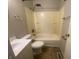 Functional bathroom featuring a shower and tub combo and a single sink vanity at 667 E Edgewood Ave, Indianapolis, IN 46227