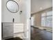 Modern powder room featuring sleek vanity and contemporary fixtures with natural light nearby at 704 Parkway Ave, Indianapolis, IN 46203