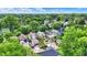 Lovely aerial view of a neighborhood highlighting several colorful homes among lush greenery at 1338 N Parker Ave, Indianapolis, IN 46201