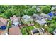 Aerial shot of a backyard featuring a lovely deck and lush green surroundings. Car in the driveway at 1338 N Parker Ave, Indianapolis, IN 46201