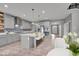 The updated kitchen has an island and seating to enjoy casual dining at 15359 Manning Way, Westfield, IN 46074