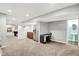 Basement with a stainless steel refrigerator, desk, and a view to the sink and pool table area at 1808 Woodfield Dr, Greenwood, IN 46143