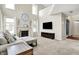 Inviting living room with a fireplace, large windows, and a comfortable seating area with tv at 1808 Woodfield Dr, Greenwood, IN 46143