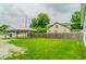 Large grassy backyard area, perfect for Gathering fun with a carport and a view of neighborhood homes at 3149 Carson Ave, Indianapolis, IN 46227