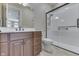 Modern bathroom with sleek vanity and glass-enclosed shower at 3795 Claybrook Ct, Bargersville, IN 46106