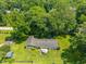 Aerial view of the home showcasing the spacious backyard with patio and room for activities at 4350 Sylvan Rd, Indianapolis, IN 46228