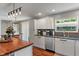 Updated kitchen featuring stainless steel appliances, white cabinets, and wood countertop at 4350 Sylvan Rd, Indianapolis, IN 46228