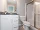Modern bathroom with a vanity, toilet, and glass-enclosed shower at 4358 Persian St, Greenwood, IN 46143