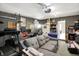 Finished basement area designed as a media and game room at 7906 States Bend Ln, Indianapolis, IN 46239