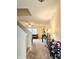 Inviting living room featuring neutral carpet and a ceiling fan at 7906 States Bend Ln, Indianapolis, IN 46239