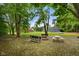 Outdoor gathering area featuring a fire pit, picnic tables and park benches at 12196 N Beth Ann Dr, Camby, IN 46113