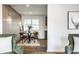 The dining area features modern lighting and an open layout at 130 N High School Rd, Indianapolis, IN 46214